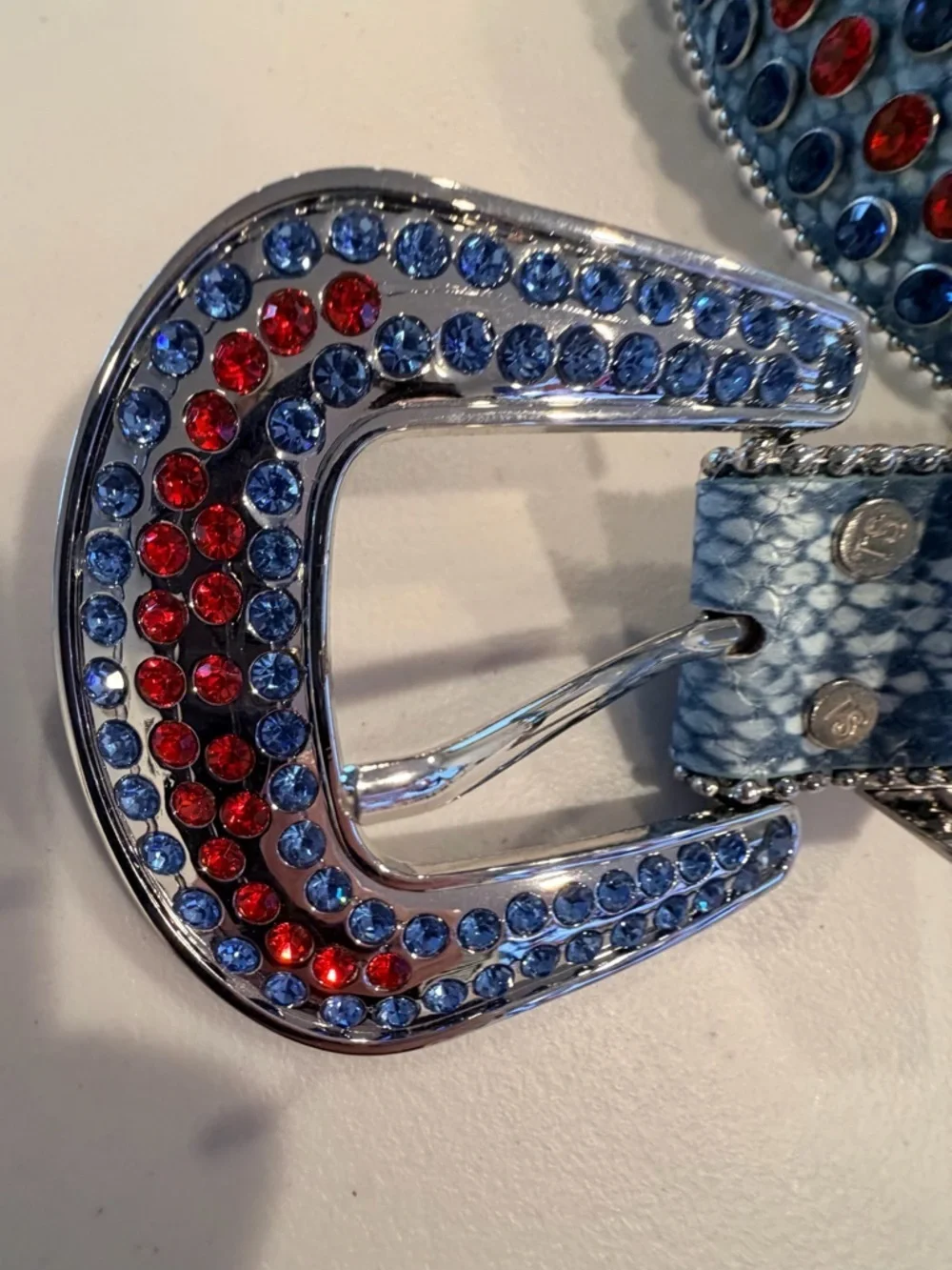 ZHCWT | women’s Red & Blue rhinestone western belt.